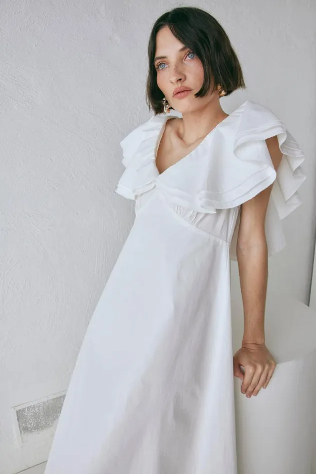 Women VRG GRL MidiMaxi Dresses Party Nights Frill Midi Dress White Women VRG GRL MidiMaxi Dresses Party Nights Frill Midi Dress White