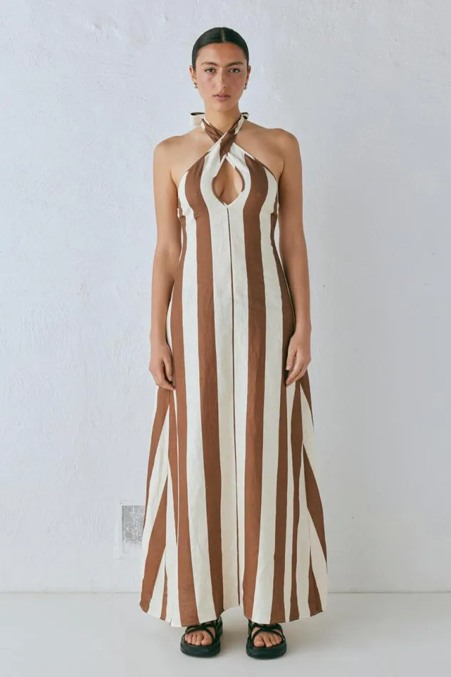 Women VRG GRL MidiMaxi Dresses Polly Linen Maxi Dress Stripe