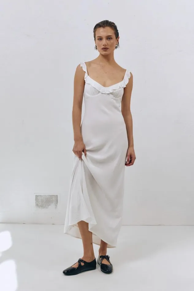 Women VRG GRL MidiMaxi Dresses Rosalia Bias Cut Midi Dress White