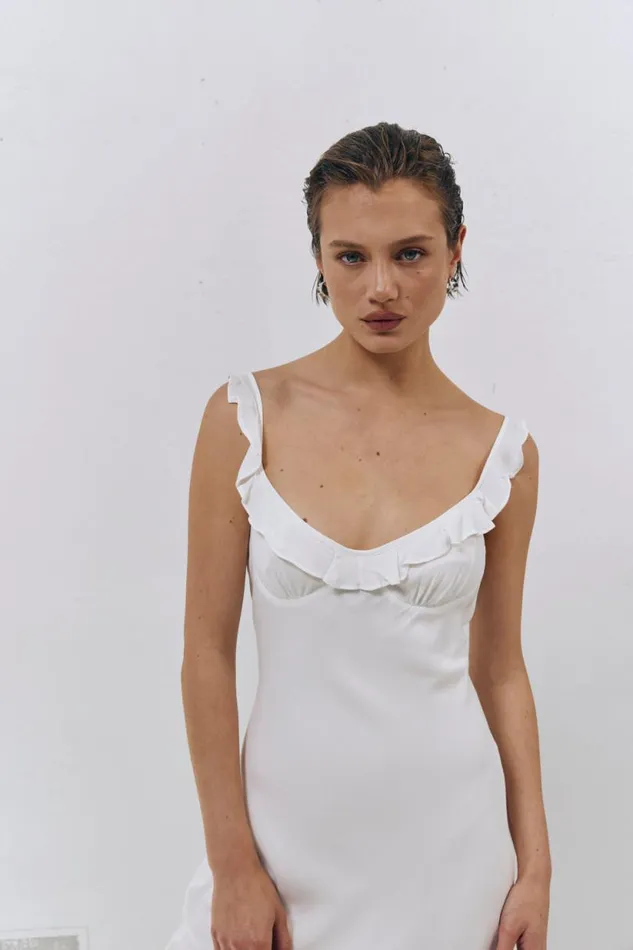 Women VRG GRL MidiMaxi Dresses Rosalia Bias Cut Midi Dress White Women VRG GRL MidiMaxi Dresses Rosalia Bias Cut Midi Dress White