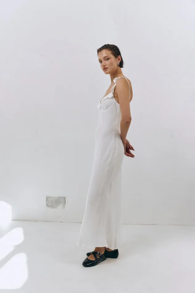 Women VRG GRL MidiMaxi Dresses Rosalia Bias Cut Midi Dress White Women VRG GRL MidiMaxi Dresses Rosalia Bias Cut Midi Dress White