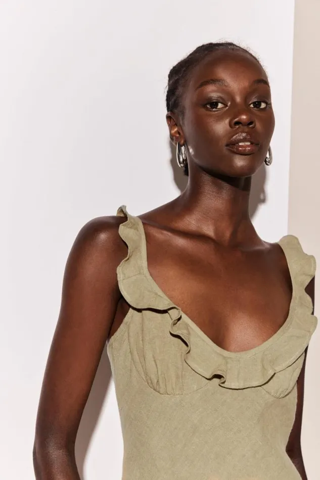 Women VRG GRL MidiMaxi Dresses Rosalia Linen Bias Cut Maxi Dress Olive Women VRG GRL MidiMaxi Dresses Rosalia Linen Bias Cut Maxi Dress Olive