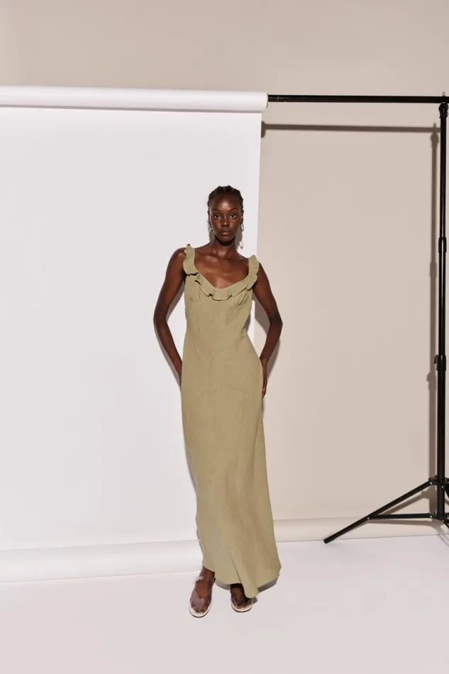 Women VRG GRL MidiMaxi Dresses Rosalia Linen Bias Cut Maxi Dress Olive Women VRG GRL MidiMaxi Dresses Rosalia Linen Bias Cut Maxi Dress Olive