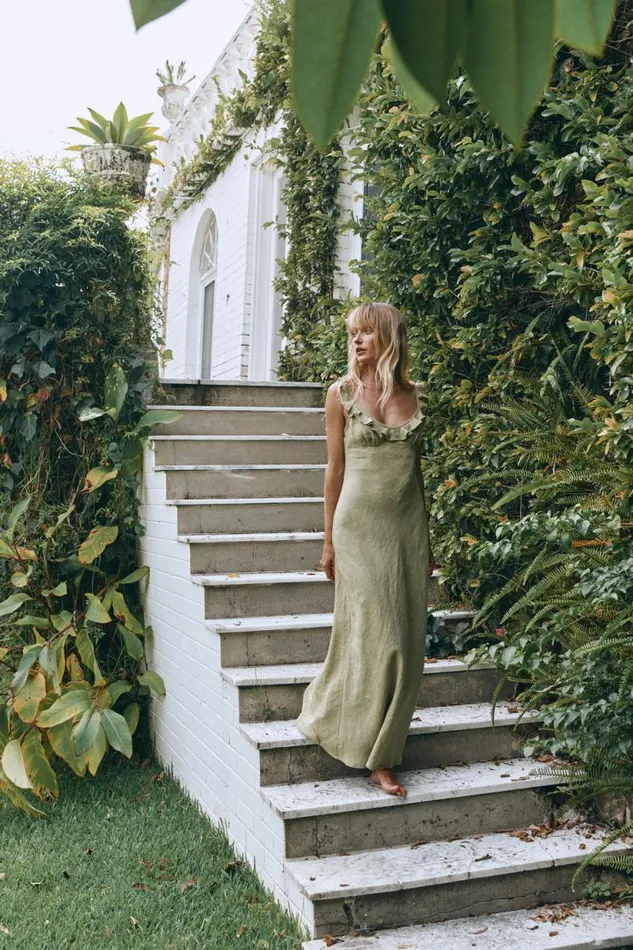 Women VRG GRL MidiMaxi Dresses Rosalia Linen Bias Cut Maxi Dress Olive Women VRG GRL MidiMaxi Dresses Rosalia Linen Bias Cut Maxi Dress Olive