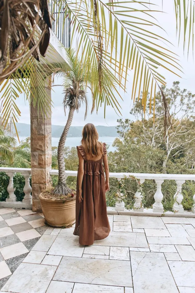 Women VRG GRL MidiMaxi Dresses Rossana Linen Maxi Dress Chocolate Women VRG GRL MidiMaxi Dresses Rossana Linen Maxi Dress Chocolate