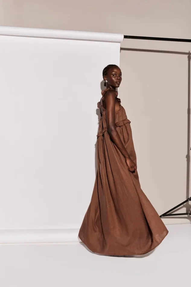 Women VRG GRL MidiMaxi Dresses Rossana Linen Maxi Dress Chocolate Women VRG GRL MidiMaxi Dresses Rossana Linen Maxi Dress Chocolate