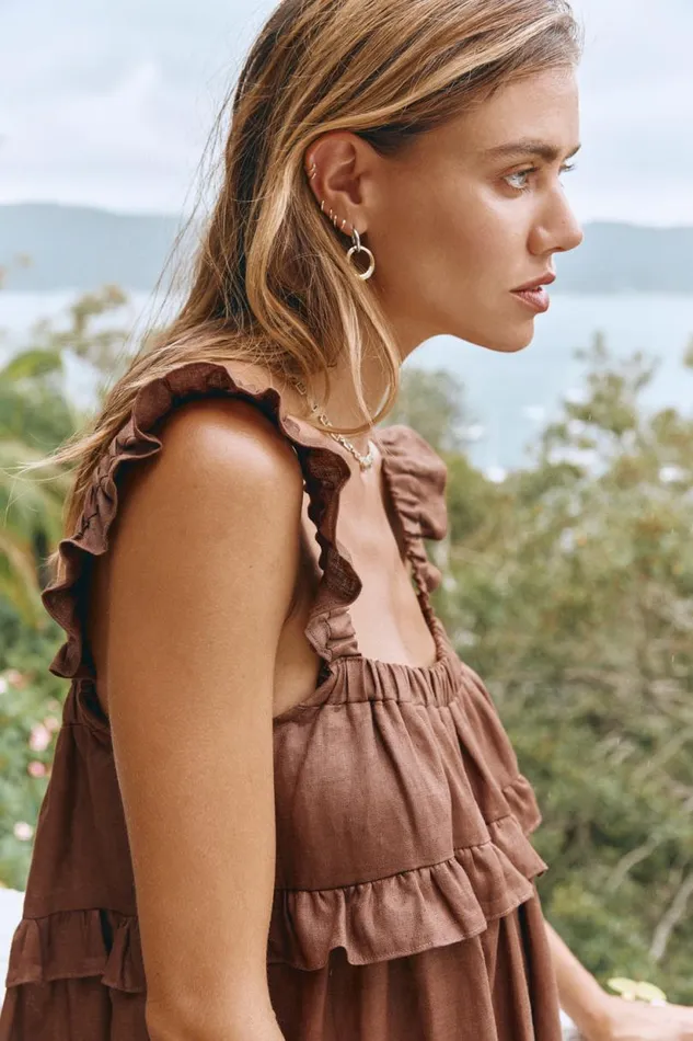 Women VRG GRL MidiMaxi Dresses Rossana Linen Maxi Dress Chocolate Women VRG GRL MidiMaxi Dresses Rossana Linen Maxi Dress Chocolate