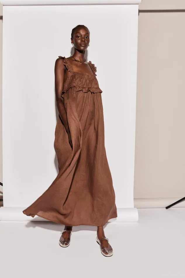Women VRG GRL MidiMaxi Dresses Rossana Linen Maxi Dress Chocolate Women VRG GRL MidiMaxi Dresses Rossana Linen Maxi Dress Chocolate