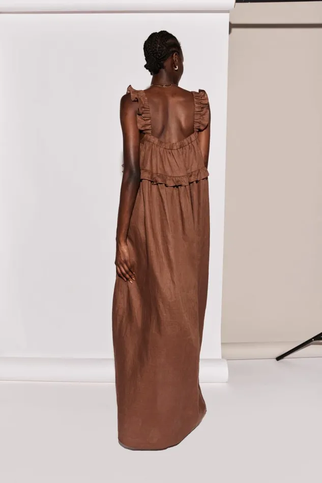 Women VRG GRL MidiMaxi Dresses Rossana Linen Maxi Dress Chocolate Women VRG GRL MidiMaxi Dresses Rossana Linen Maxi Dress Chocolate