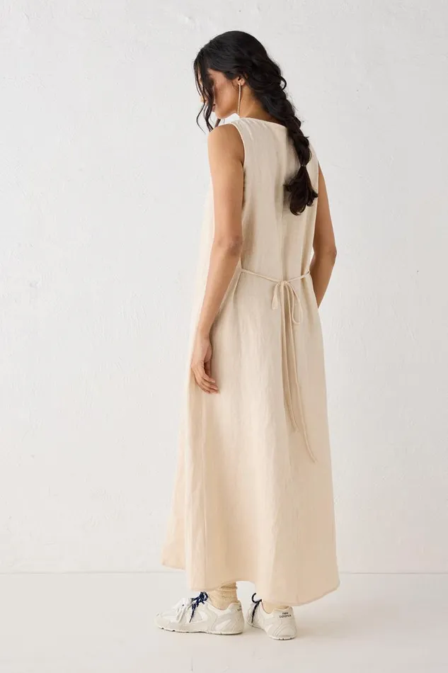Women VRG GRL MidiMaxi Dresses San Paolo Smock Linen Midi Dress Natural Women VRG GRL MidiMaxi Dresses San Paolo Smock Linen Midi Dress Natural