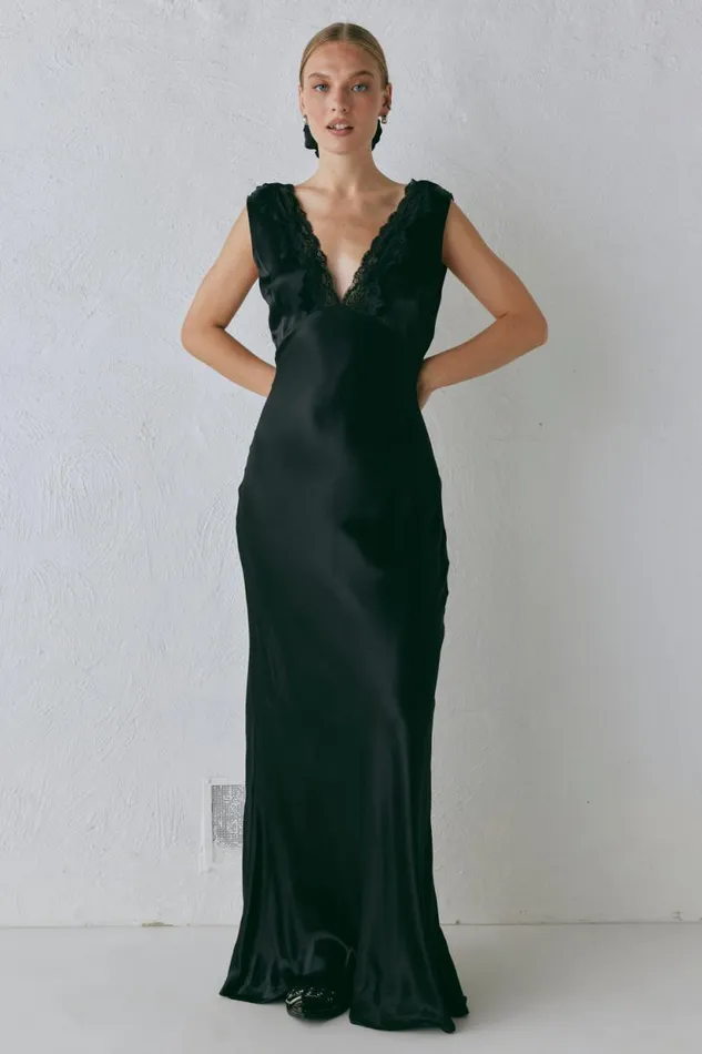 Women VRG GRL MidiMaxi Dresses Tully Satin Maxi Dress Black