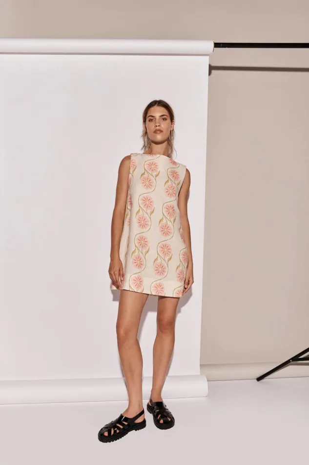 Women VRG GRL Mini Dresses Aftersun Linen Mini Dress Bloom Women VRG GRL Mini Dresses Aftersun Linen Mini Dress Bloom
