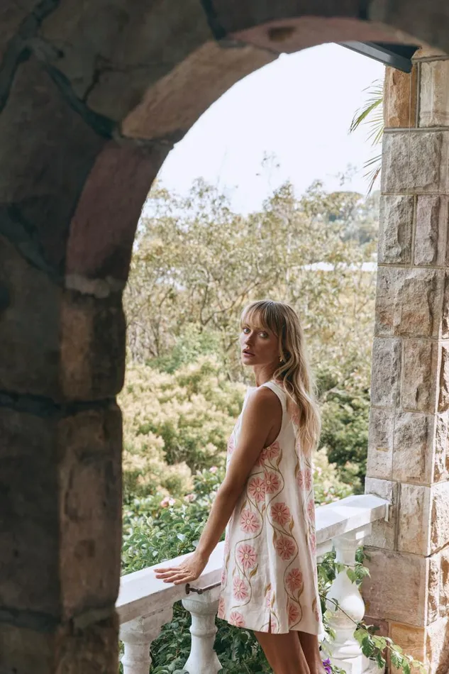 Women VRG GRL Mini Dresses Aftersun Linen Mini Dress Bloom Women VRG GRL Mini Dresses Aftersun Linen Mini Dress Bloom