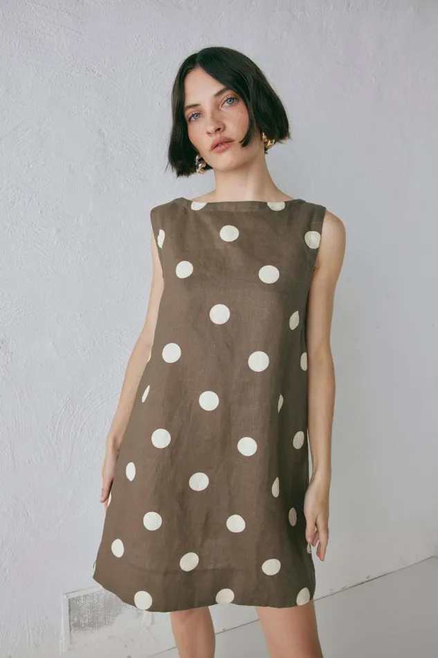 Women VRG GRL Mini Dresses Aftersun Linen Mini Dress Spot