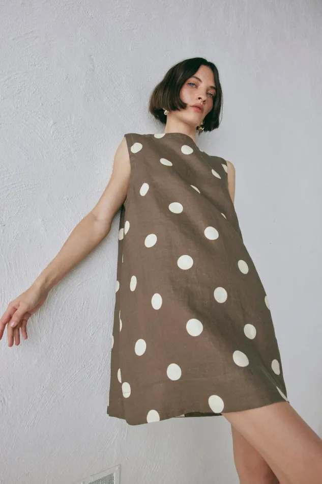 Women VRG GRL Mini Dresses Aftersun Linen Mini Dress Spot