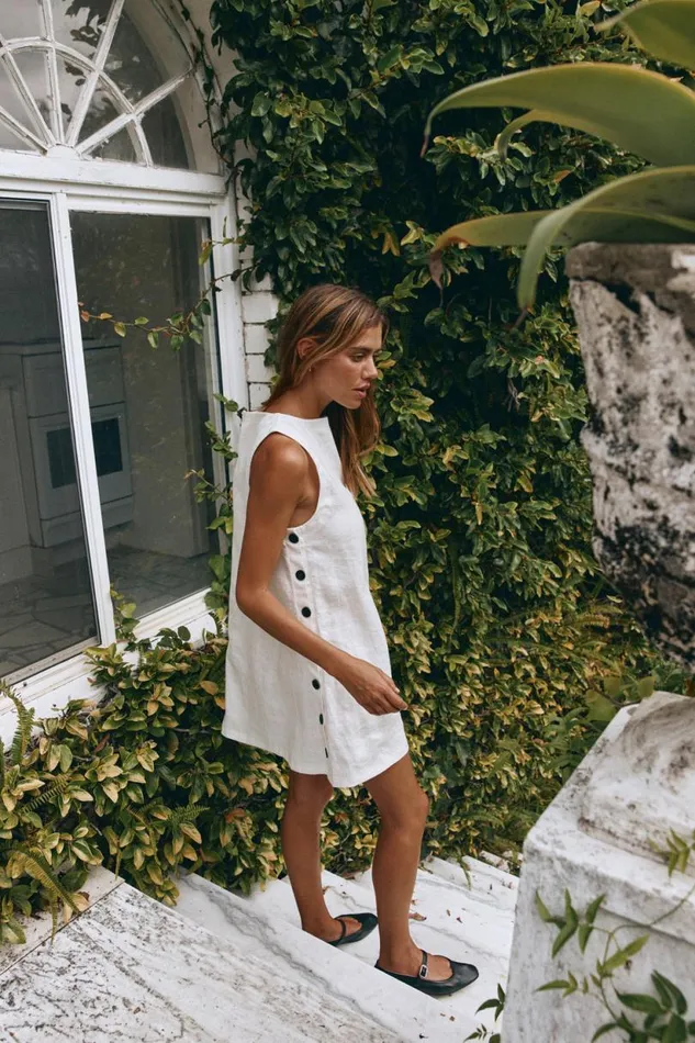 Women VRG GRL Mini Dresses Annabelle Linen Mini Dress White