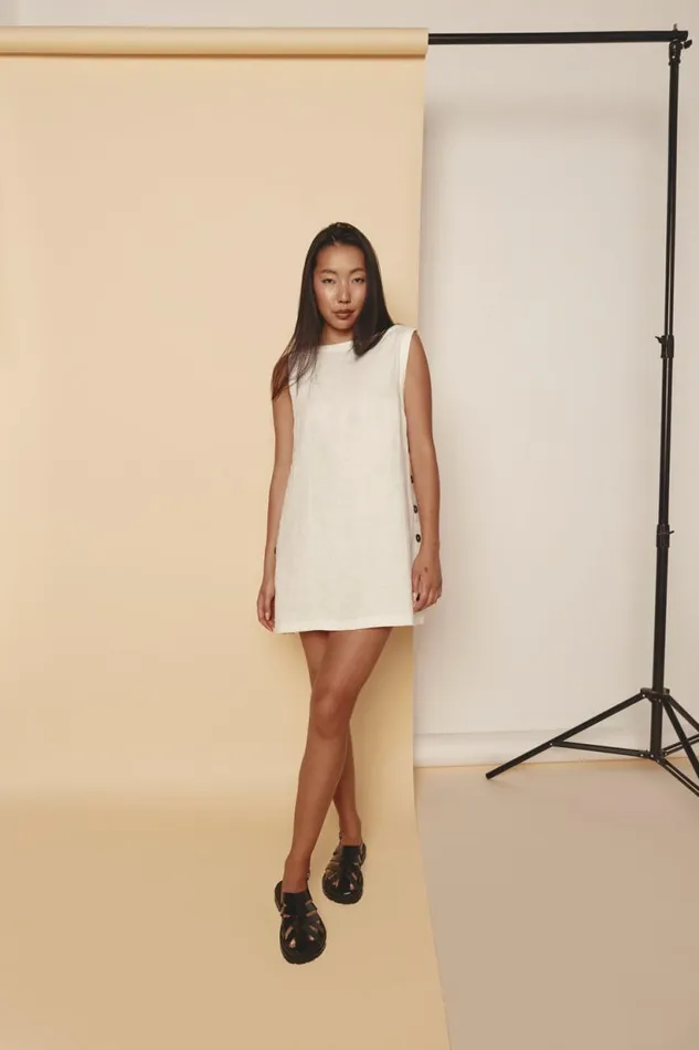 Women VRG GRL Mini Dresses Annabelle Linen Mini Dress White Women VRG GRL Mini Dresses Annabelle Linen Mini Dress White