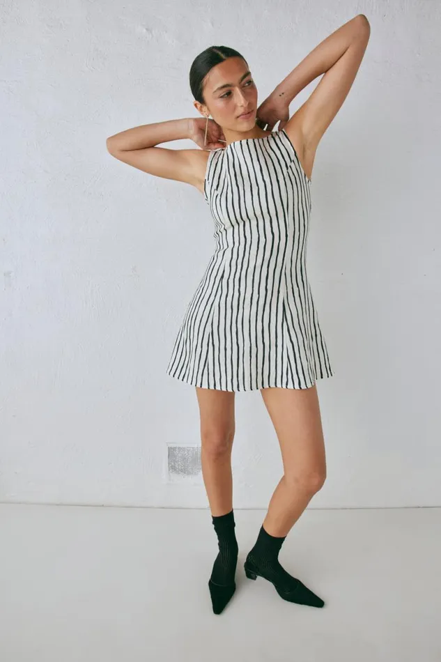 Women VRG GRL Mini Dresses Chloe Linen Mini Dress Black