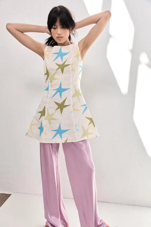 Women VRG GRL Mini Dresses Esther Linen Mini Dress Star Women VRG GRL Mini Dresses Esther Linen Mini Dress Star