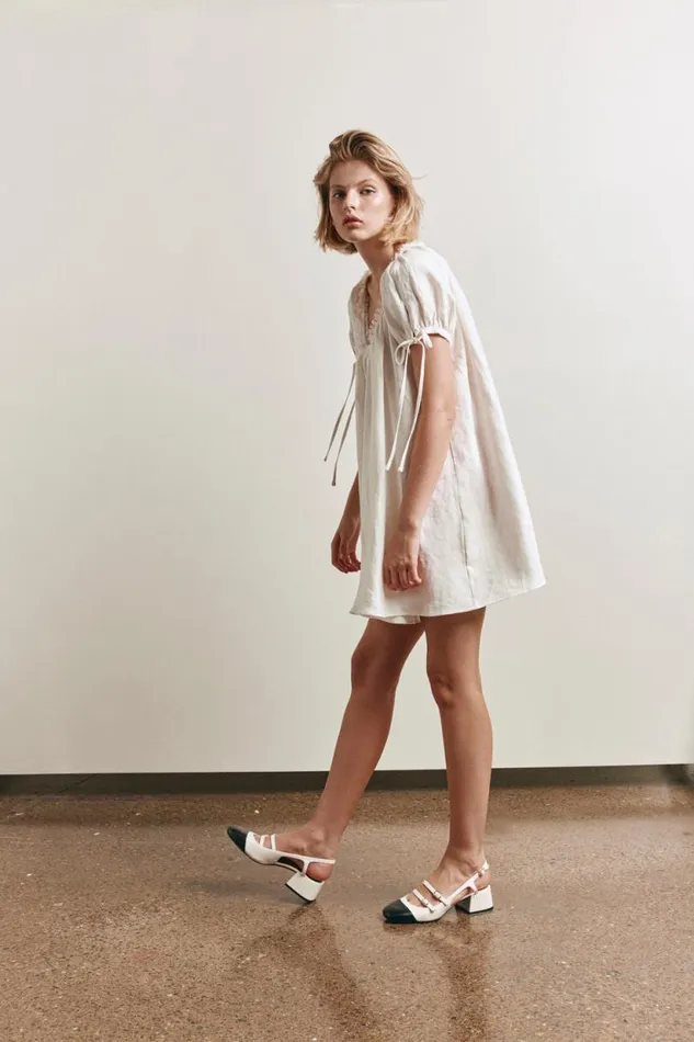 Women VRG GRL Mini Dresses Evelyn Linen Mini Dress White Women VRG GRL Mini Dresses Evelyn Linen Mini Dress White