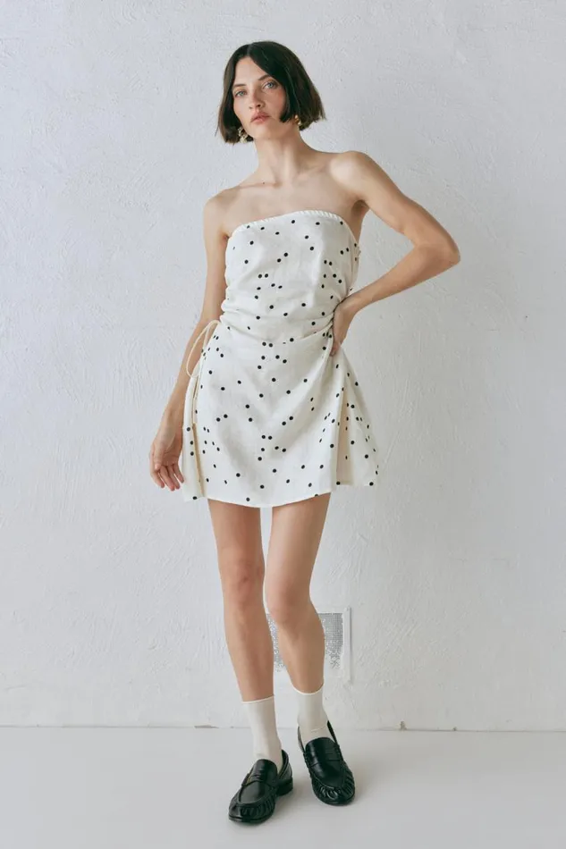 Women VRG GRL Mini Dresses Gaia Linen Mini Dress Dot