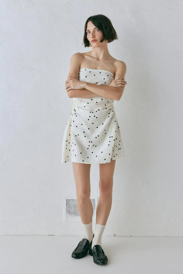 Women VRG GRL Mini Dresses Gaia Linen Mini Dress Dot Women VRG GRL Mini Dresses Gaia Linen Mini Dress Dot