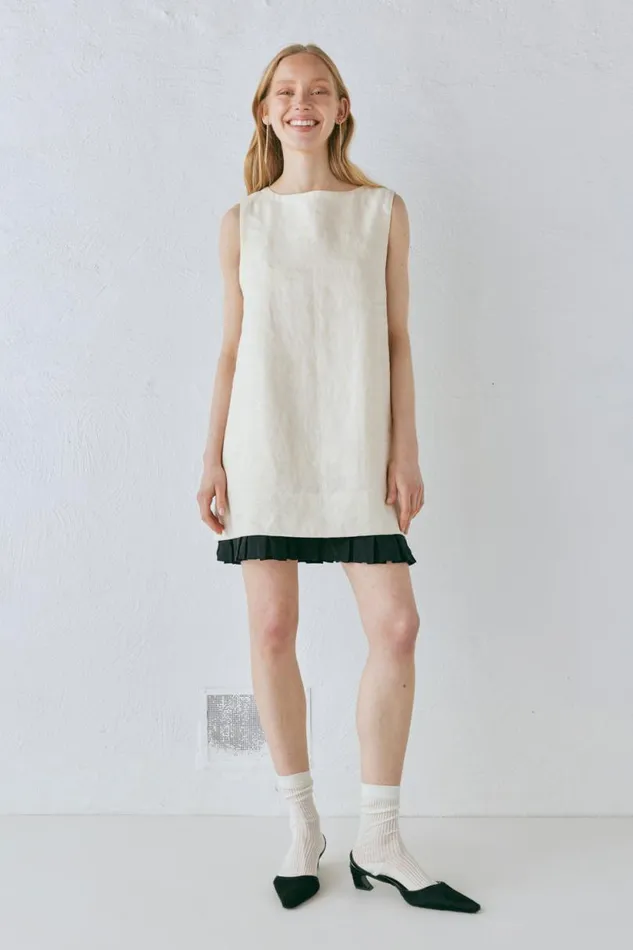 Women VRG GRL Mini Dresses Musa Linen Mini Dress Cream Women VRG GRL Mini Dresses Musa Linen Mini Dress Cream
