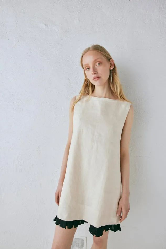 Women VRG GRL Mini Dresses Musa Linen Mini Dress Cream Women VRG GRL Mini Dresses Musa Linen Mini Dress Cream