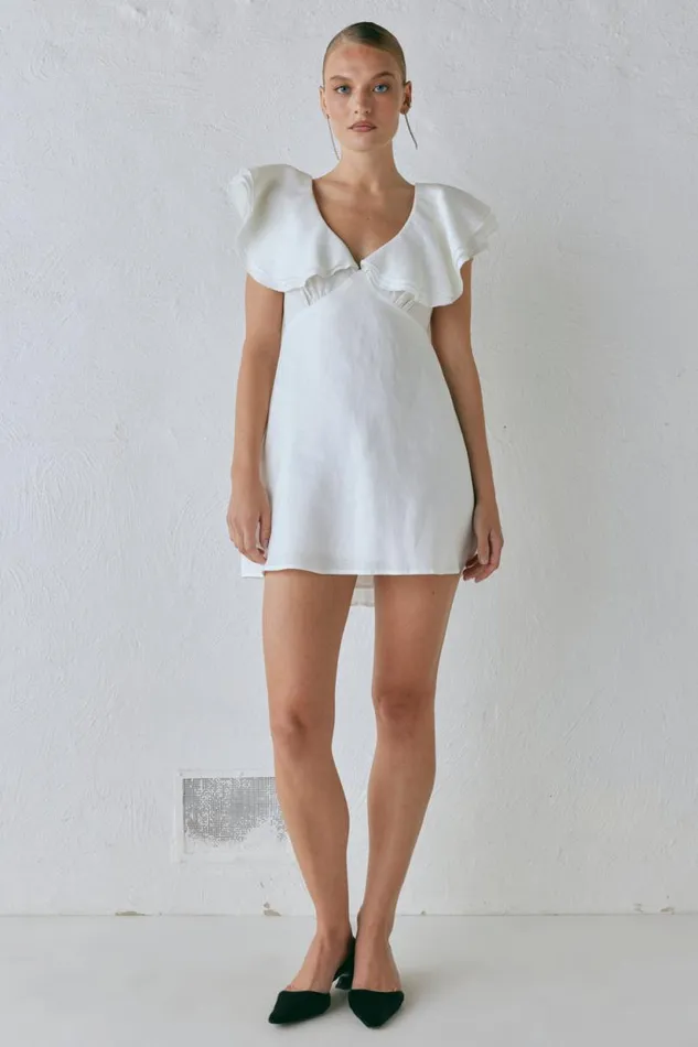 Women VRG GRL Mini Dresses Party Nights Linen Mini Dress White Women VRG GRL Mini Dresses Party Nights Linen Mini Dress White