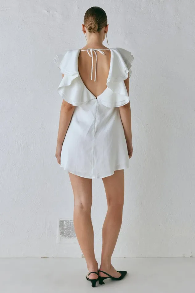 Women VRG GRL Mini Dresses Party Nights Linen Mini Dress White Women VRG GRL Mini Dresses Party Nights Linen Mini Dress White