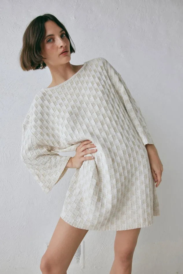 Women VRG GRL Mini Dresses Pia Knit Tunic Cream Women VRG GRL Mini Dresses Pia Knit Tunic Cream