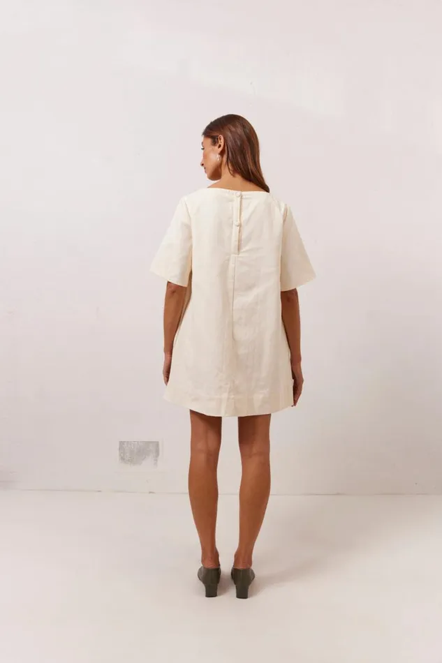 Women VRG GRL Mini Dresses Suki Denim Mini Dress Cream Women VRG GRL Mini Dresses Suki Denim Mini Dress Cream