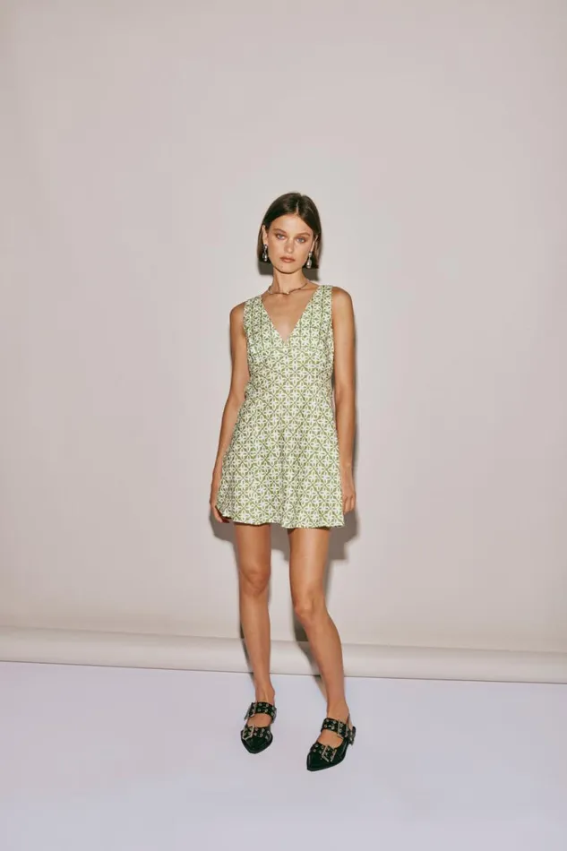 Women VRG GRL Mini Dresses Sun Seeker Bias Cut Linen Mini Dress Sage Women VRG GRL Mini Dresses Sun Seeker Bias Cut Linen Mini Dress Sage