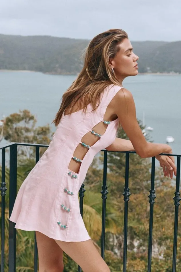 Women VRG GRL Mini Dresses Tia Linen Mini Dress Blush Women VRG GRL Mini Dresses Tia Linen Mini Dress Blush