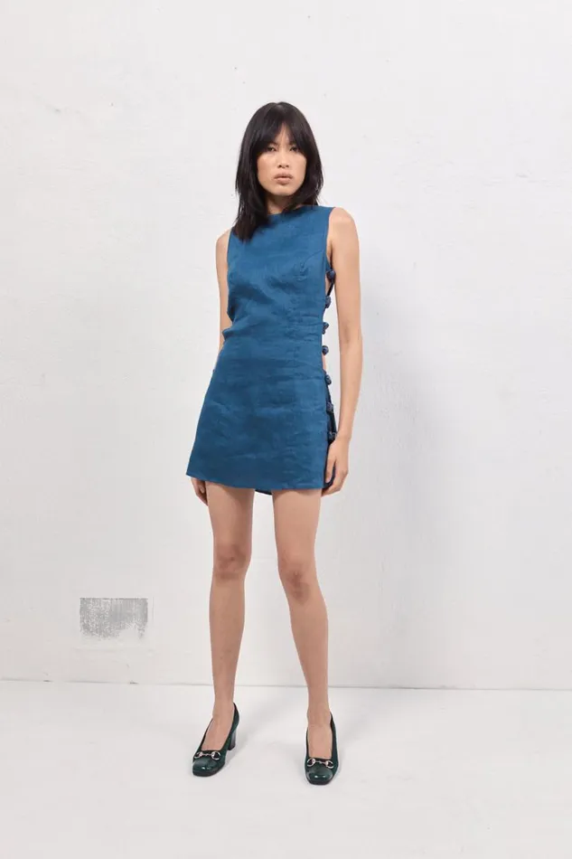 Women VRG GRL Mini Dresses Tia Linen Mini Dress Navy