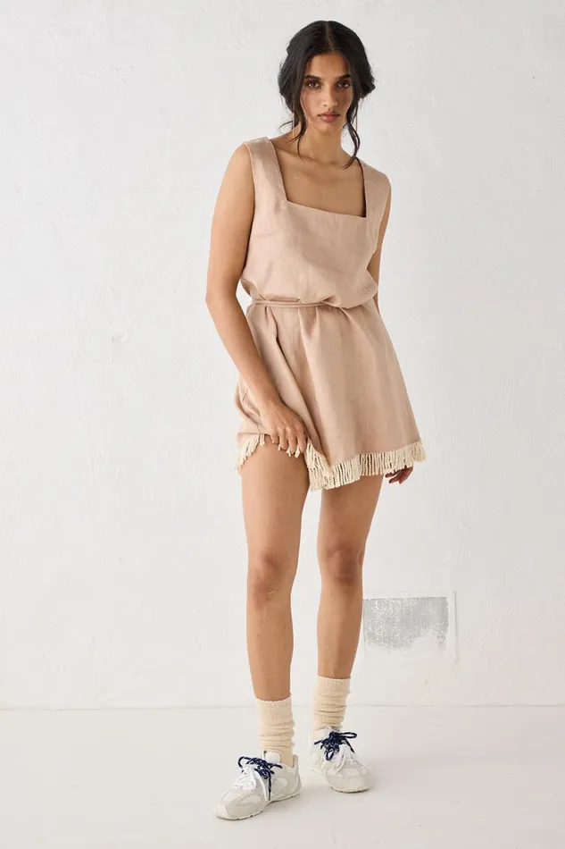 Women VRG GRL Mini Dresses Verve Linen Mini Dress Blush