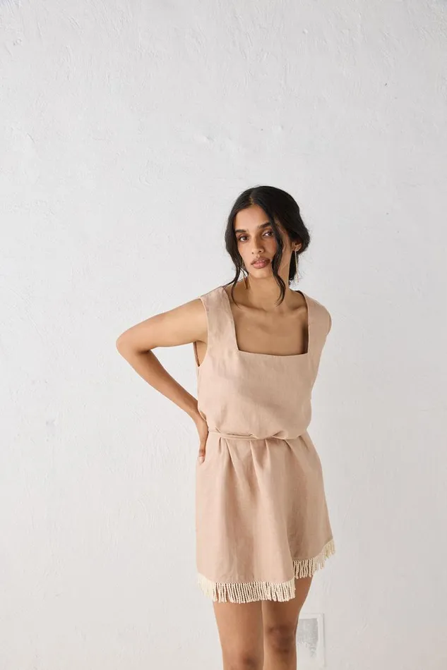 Women VRG GRL Mini Dresses Verve Linen Mini Dress Blush Women VRG GRL Mini Dresses Verve Linen Mini Dress Blush