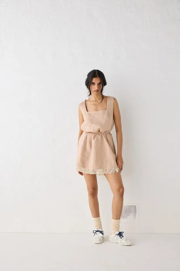 Women VRG GRL Mini Dresses Verve Linen Mini Dress Blush Women VRG GRL Mini Dresses Verve Linen Mini Dress Blush