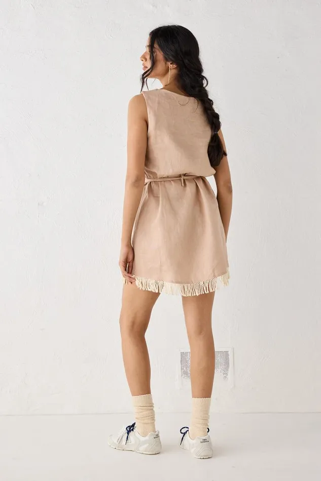 Women VRG GRL Mini Dresses Verve Linen Mini Dress Blush Women VRG GRL Mini Dresses Verve Linen Mini Dress Blush