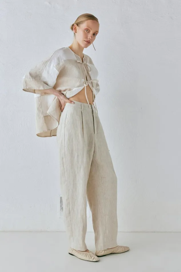 Women VRG GRL Pants Goldie Linen Pants Oatmeal Women VRG GRL Pants Goldie Linen Pants Oatmeal