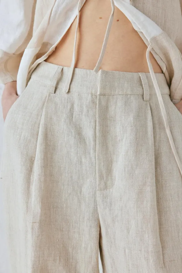 Women VRG GRL Pants Goldie Linen Pants Oatmeal Women VRG GRL Pants Goldie Linen Pants Oatmeal
