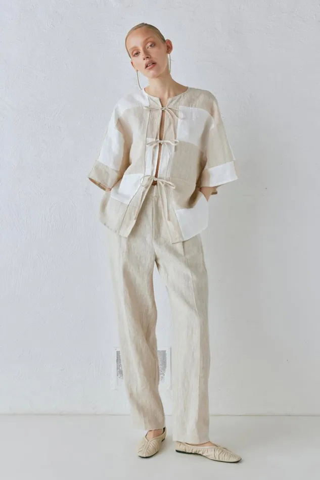Women VRG GRL Pants Goldie Linen Pants Oatmeal Women VRG GRL Pants Goldie Linen Pants Oatmeal