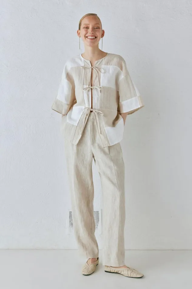Women VRG GRL Pants Goldie Linen Pants Oatmeal Women VRG GRL Pants Goldie Linen Pants Oatmeal
