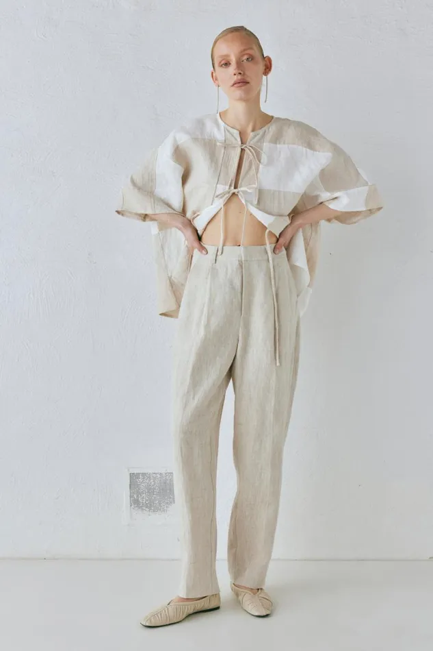 Women VRG GRL Pants Goldie Linen Pants Oatmeal Women VRG GRL Pants Goldie Linen Pants Oatmeal