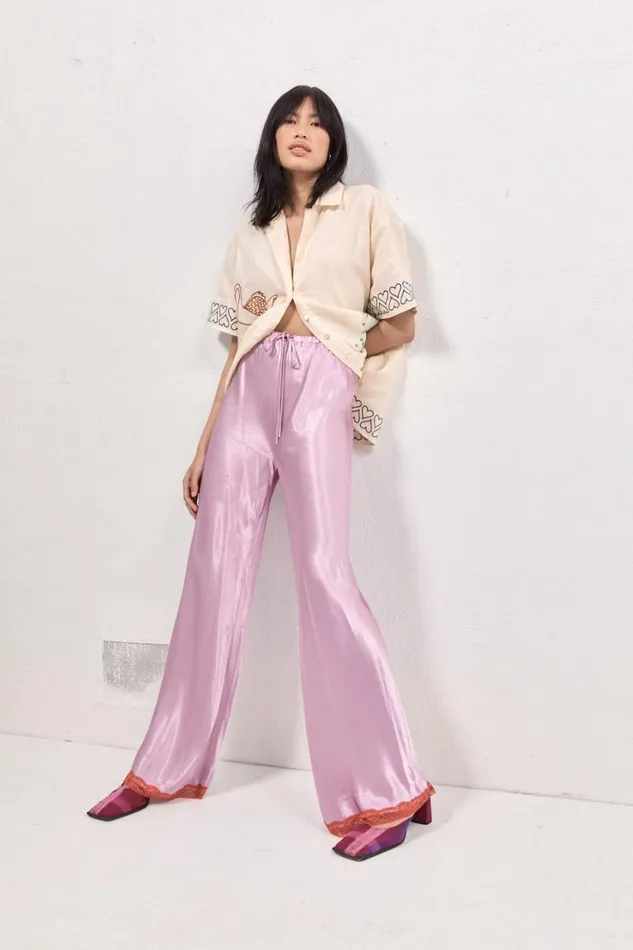 Women VRG GRL Pants Josefin Satin Pants Lilac
