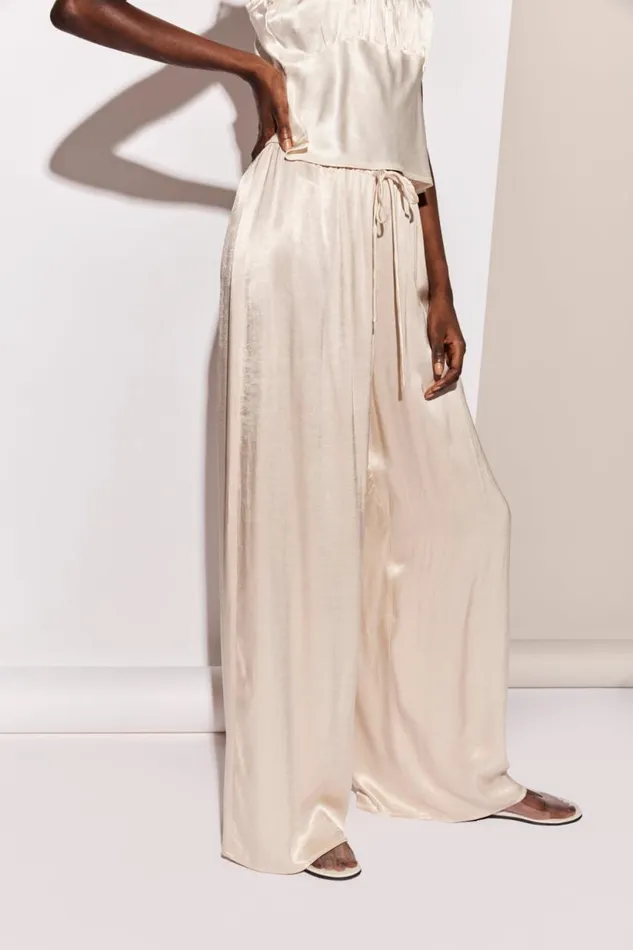Women VRG GRL Pants Merci Satin Pants Champagne Women VRG GRL Pants Merci Satin Pants Champagne