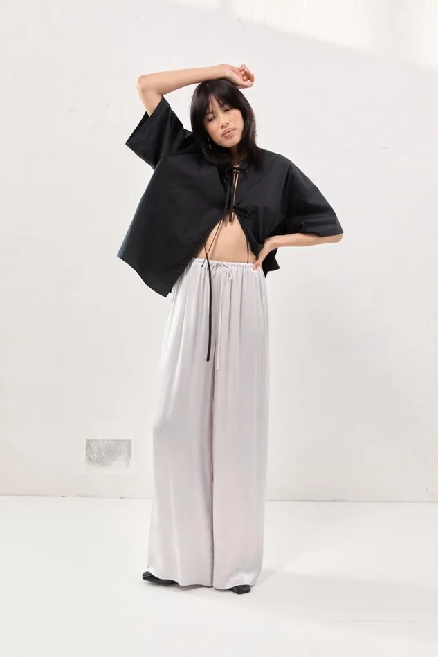 Women VRG GRL Pants Merci Satin Pants Silver