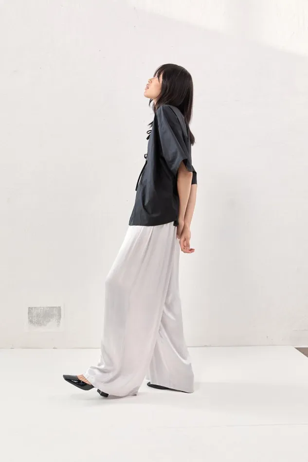 Women VRG GRL Pants Merci Satin Pants Silver Women VRG GRL Pants Merci Satin Pants Silver