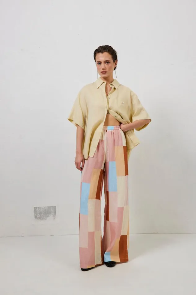 Women VRG GRL Pants Petra Linen Pants Patchwork