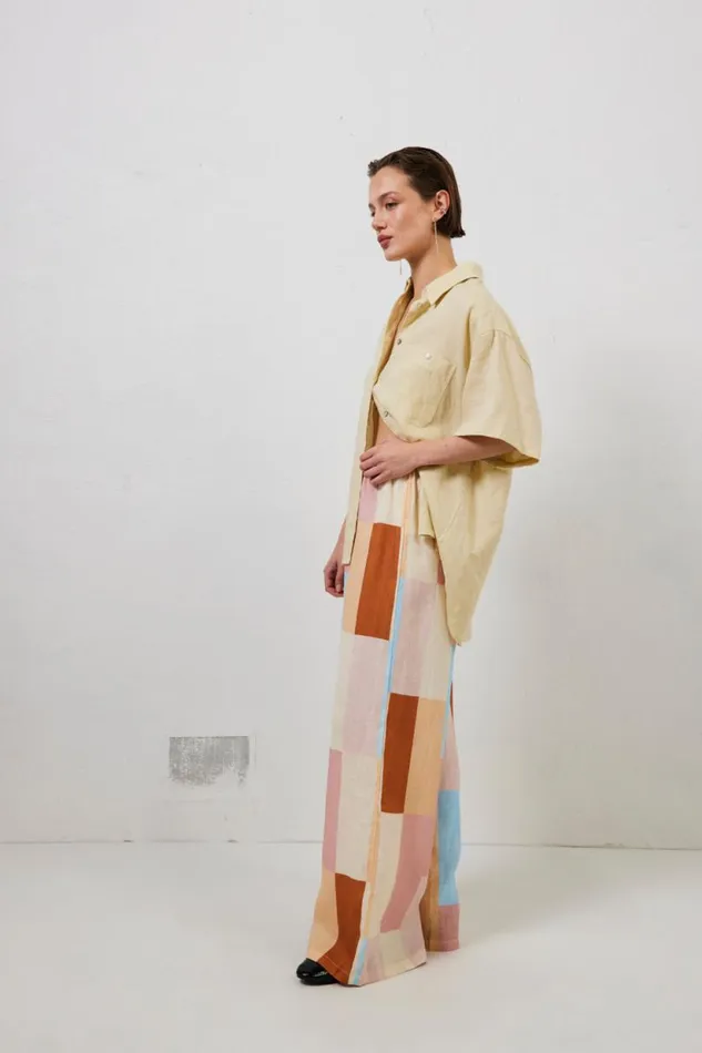 Women VRG GRL Pants Petra Linen Pants Patchwork Women VRG GRL Pants Petra Linen Pants Patchwork